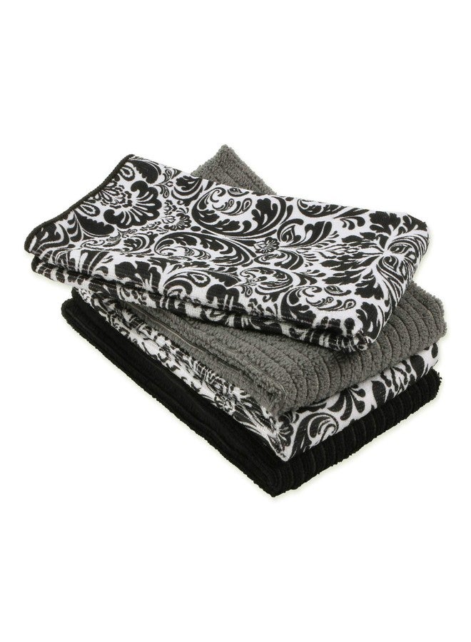 DII Cleaning Collection Multi-Purpose Microfiber, Black Damask, Dishtowel Set - Image 2